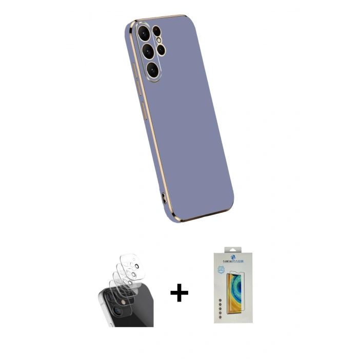 MARSİLYAN™- Galaxy S24 Ultra Kılıf Yankı Serisi - Siyah Polymer Nano Ekran Koruyucu + Kamera Lens Koruma Cam - SF