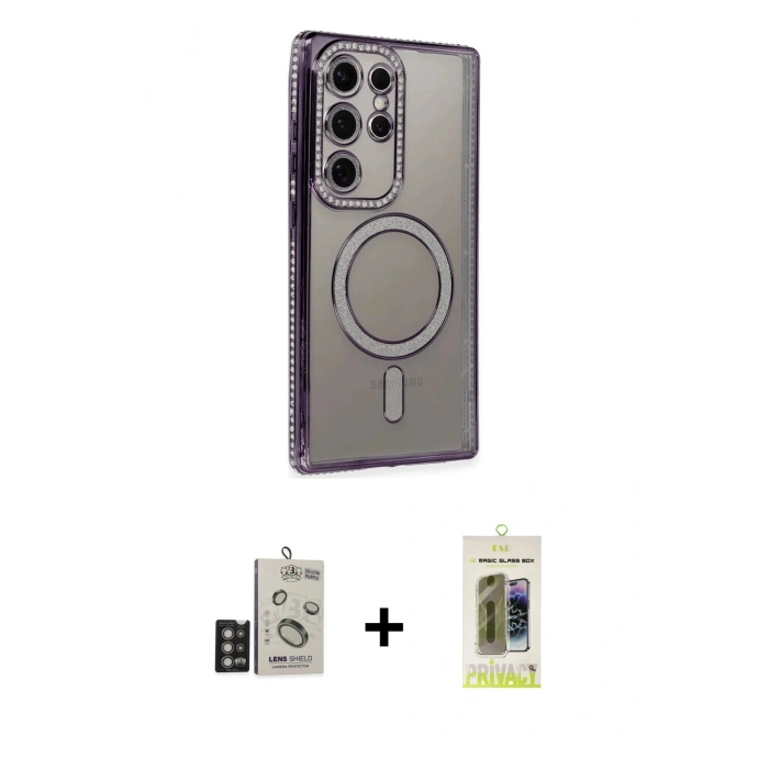 MARSİLYAN™- Galaxy S24 Ultra Kılıf Zirve Doku Prime - Siyah Joko Magic 5D Hayalet Cam + Bilvis Titan Kamera Lens - DNMR