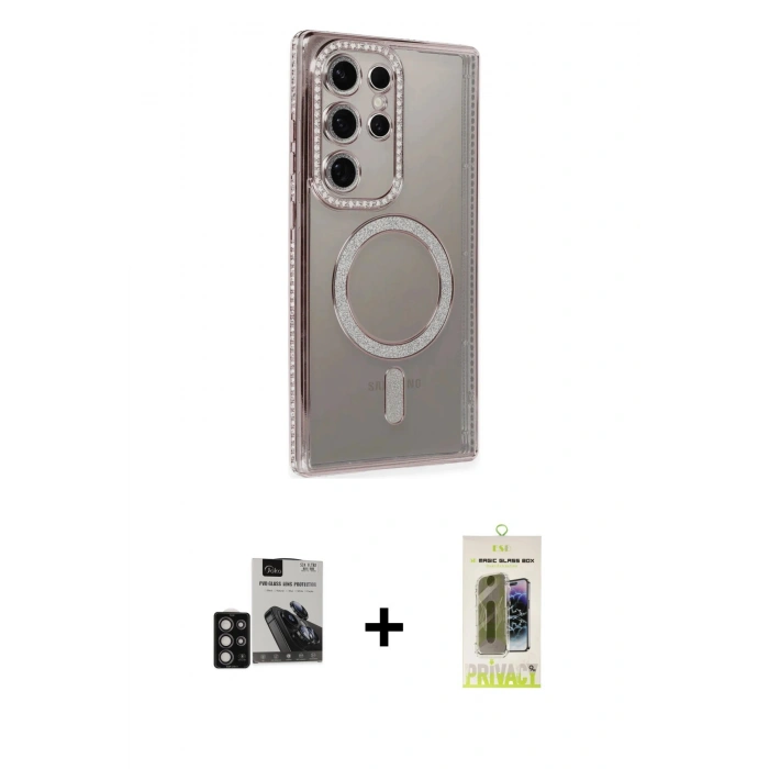 MARSİLYAN™- Galaxy S24 Ultra Kılıf Zirve Doku Prime - Siyah Joko Magic 5D Hayalet Cam + PVD Metal Kamera Lens - DNMR