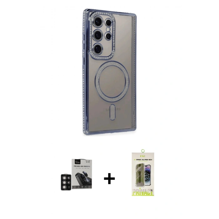 MARSİLYAN™- Galaxy S24 Ultra Kılıf Zirve Doku Prime - Siyah Joko Magic 5D Hayalet Cam + PVD Metal Kamera Lens - DNMR