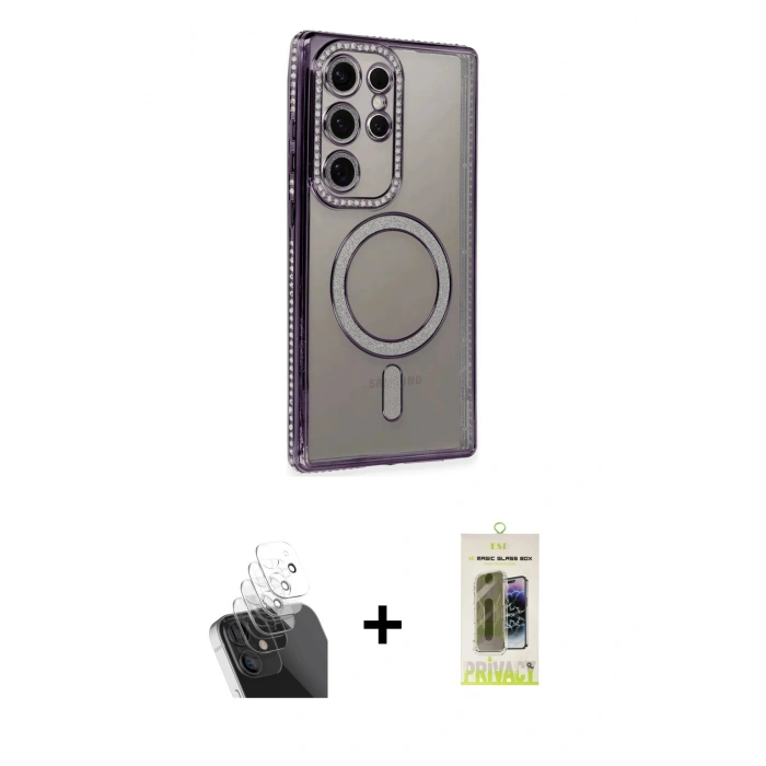MARSİLYAN™- Galaxy S24 Ultra Kılıf Zirve Doku Prime - Siyah Joko Magic 5D Hayalet Cam + Kamera Lens Koruma Cam - SF