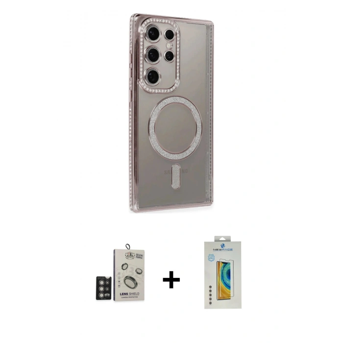 MARSİLYAN™- Galaxy S24 Ultra Kılıf Zirve Doku Prime - Siyah Polymer Nano Ekran Koruyucu + Bilvis Titan Kamera Lens - DNMR