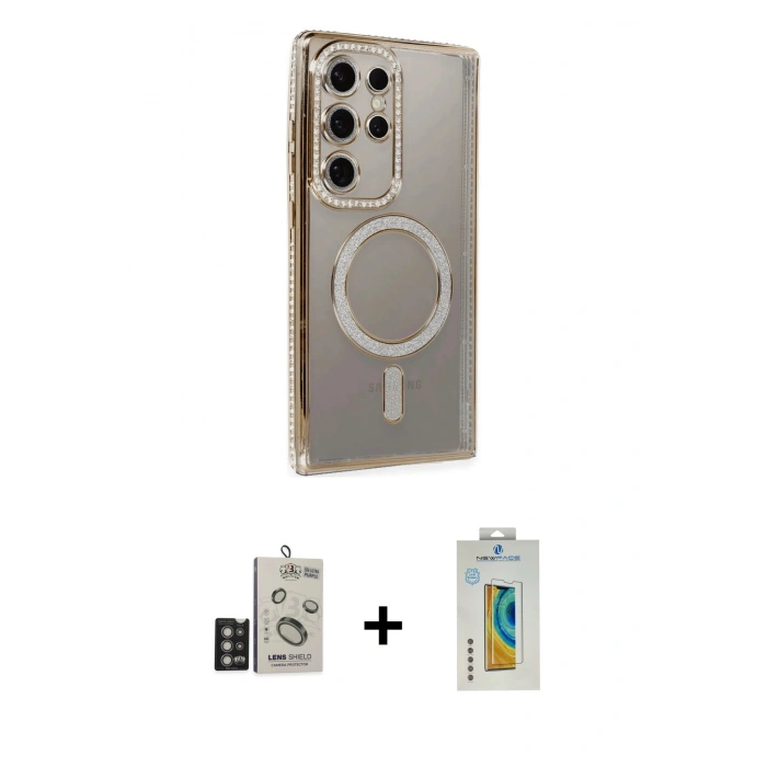 MARSİLYAN™- Galaxy S24 Ultra Kılıf Zirve Doku Prime - Siyah Polymer Nano Ekran Koruyucu + Bilvis Titan Kamera Lens - DNMR