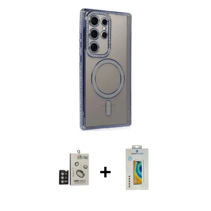 MARSİLYAN™- Galaxy S24 Ultra Kılıf Zirve Doku Prime - Siyah Polymer Nano Ekran Koruyucu + Bilvis Titan Kamera Lens - DNMR