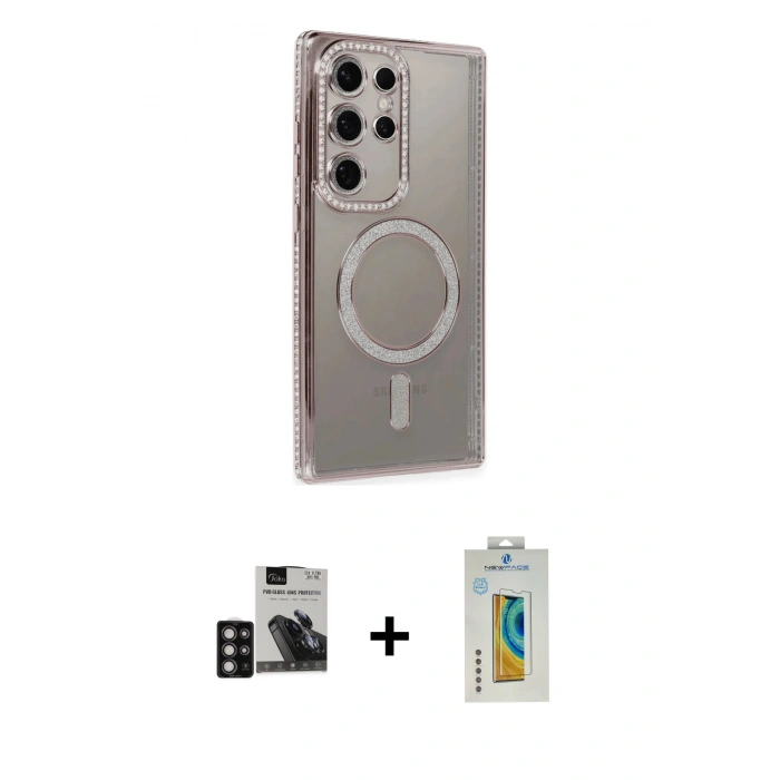 MARSİLYAN™- Galaxy S24 Ultra Kılıf Zirve Doku Prime - Siyah Polymer Nano Ekran Koruyucu + PVD Metal Kamera Lens - DNMR