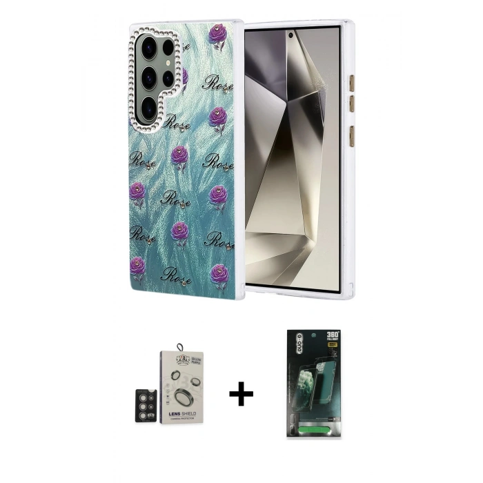 MARSİLYAN™- Galaxy S24 Ultra Kılıf Zirve Modern Prime - Şeffaf 360 Full Body Arka Koruyucu + Bilvis Titan Kamera Lens - DNMR