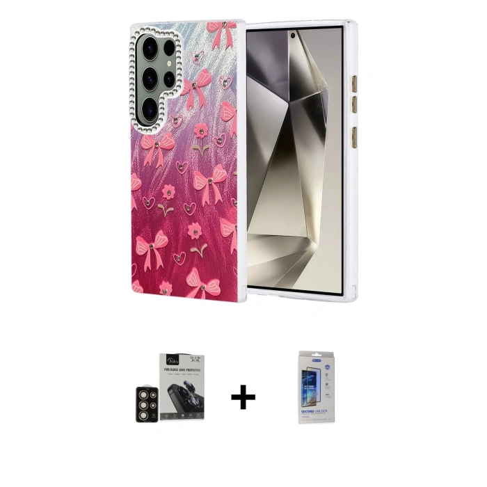 MARSİLYAN™- Galaxy S24 Ultra Kılıf Zirve Modern Prime - Siyah Durable Full Glue Curved Cam + PVD Metal Kamera Lens - GD