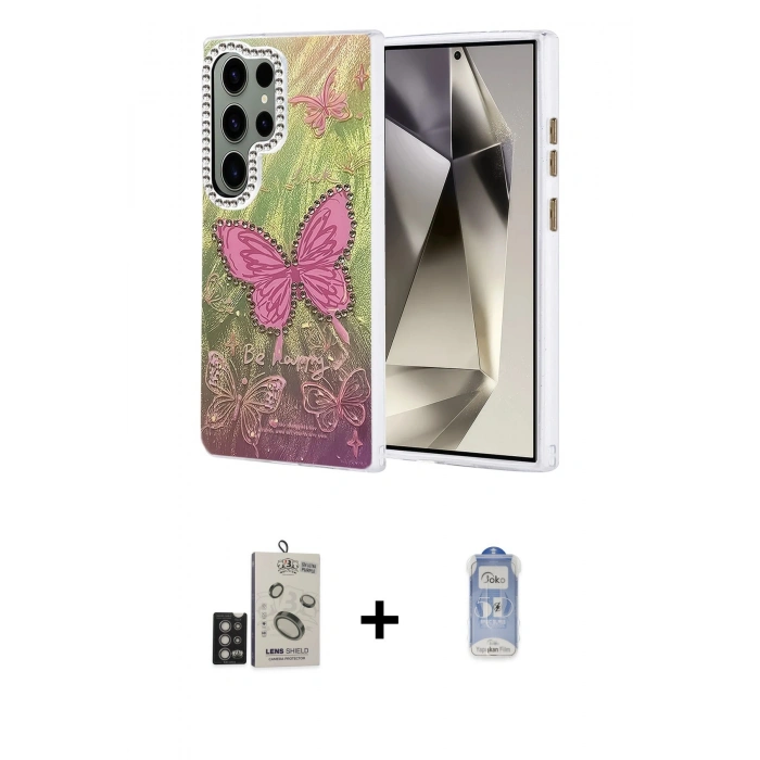 MARSİLYAN™- Galaxy S24 Ultra Kılıf Zirve Modern Prime - Siyah Joko Magic 5D Cam + Bilvis Titan Kamera Lens - DNMR
