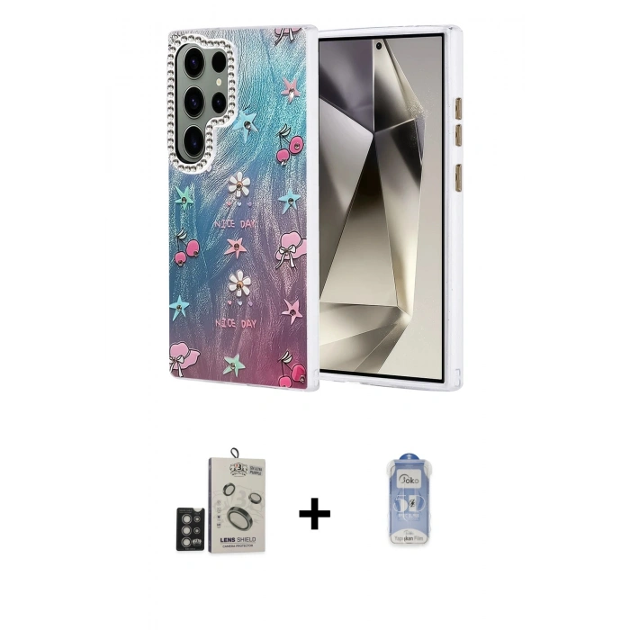 MARSİLYAN™- Galaxy S24 Ultra Kılıf Zirve Modern Prime - Siyah Joko Magic 5D Cam + Bilvis Titan Kamera Lens - DNMR