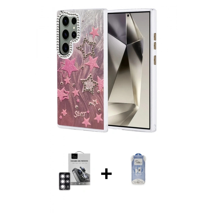 MARSİLYAN™- Galaxy S24 Ultra Kılıf Zirve Modern Prime - Siyah Joko Magic 5D Cam + PVD Metal Kamera Lens - PE