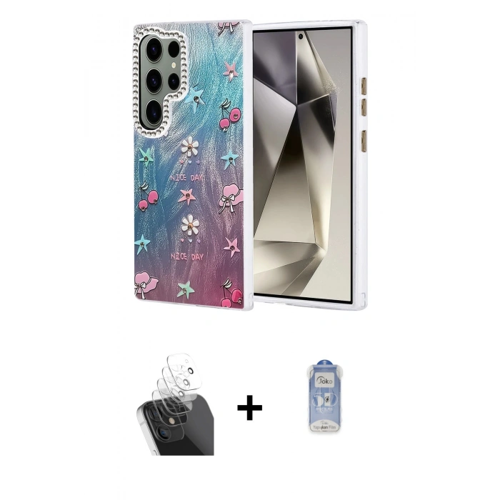 MARSİLYAN™- Galaxy S24 Ultra Kılıf Zirve Modern Prime - Siyah Joko Magic 5D Cam + Kamera Lens Koruma Cam - SF