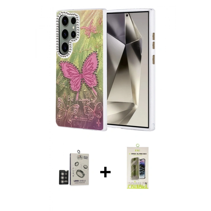 MARSİLYAN™- Galaxy S24 Ultra Kılıf Zirve Modern Prime - Siyah Joko Magic 5D Hayalet Cam + Bilvis Titan Kamera Lens - DNMR