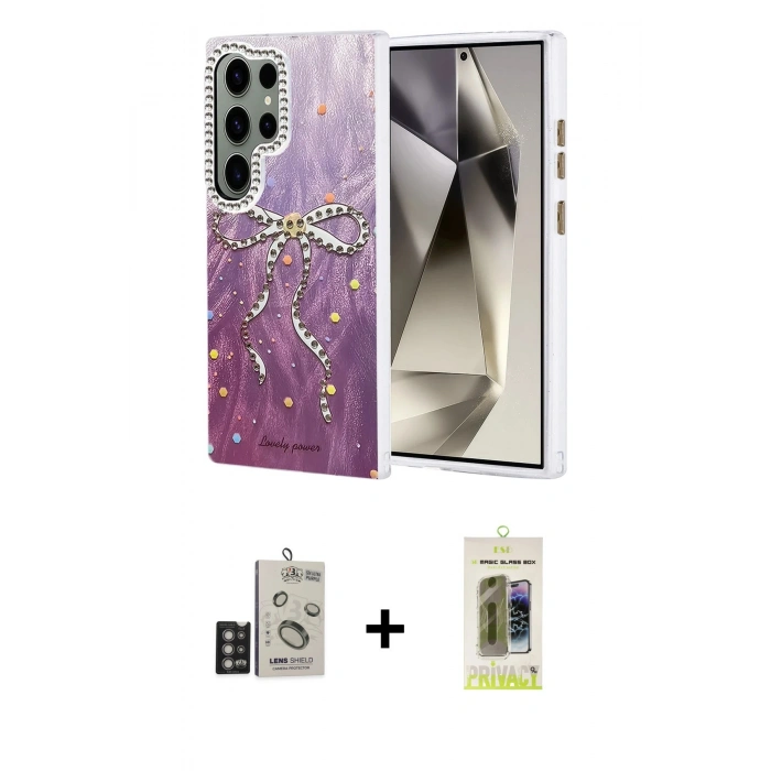 MARSİLYAN™- Galaxy S24 Ultra Kılıf Zirve Modern Prime - Siyah Joko Magic 5D Hayalet Cam + Bilvis Titan Kamera Lens - DNMR