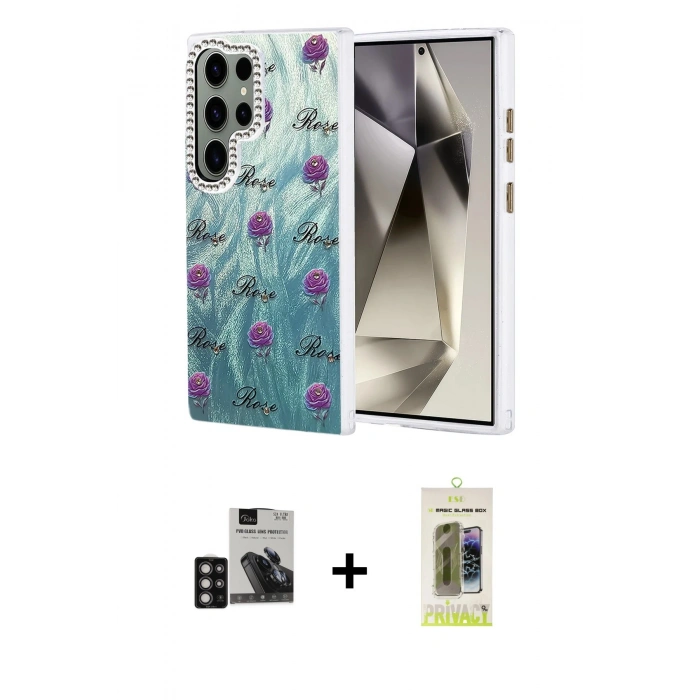 MARSİLYAN™- Galaxy S24 Ultra Kılıf Zirve Modern Prime - Siyah Joko Magic 5D Hayalet Cam + PVD Metal Kamera Lens - DNMR
