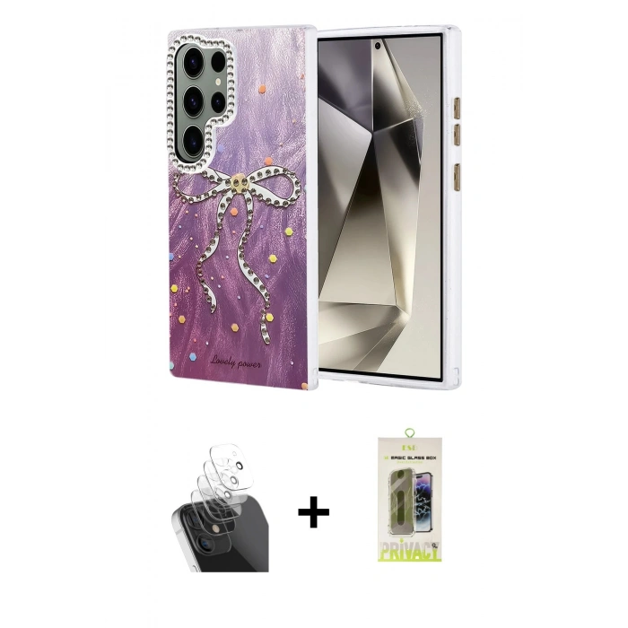 MARSİLYAN™- Galaxy S24 Ultra Kılıf Zirve Modern Prime - Siyah Joko Magic 5D Hayalet Cam + Kamera Lens Koruma Cam - SF