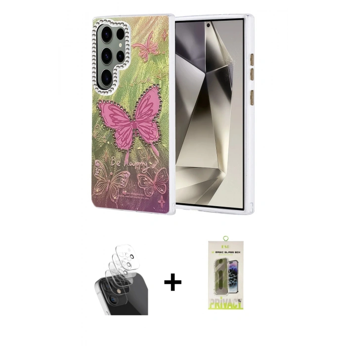 MARSİLYAN™- Galaxy S24 Ultra Kılıf Zirve Modern Prime - Siyah Joko Magic 5D Hayalet Cam + Kamera Lens Koruma Cam - SF