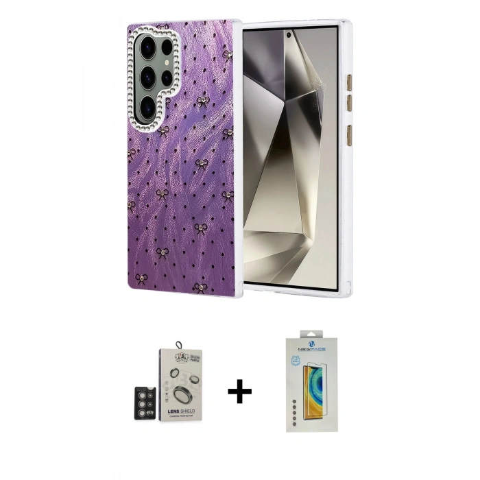 MARSİLYAN™- Galaxy S24 Ultra Kılıf Zirve Modern Prime - Siyah Polymer Nano Ekran Koruyucu + Bilvis Titan Kamera Lens - DNMR