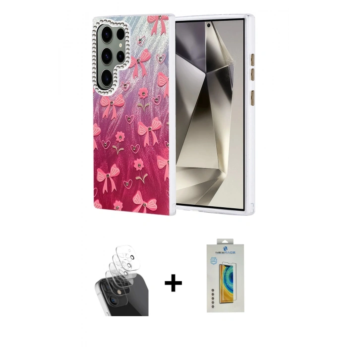 MARSİLYAN™- Galaxy S24 Ultra Kılıf Zirve Modern Prime - Siyah Polymer Nano Ekran Koruyucu + Kamera Lens Koruma Cam - SF