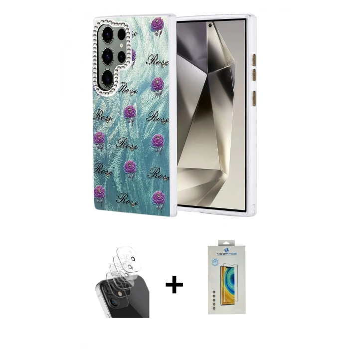 MARSİLYAN™- Galaxy S24 Ultra Kılıf Zirve Modern Prime - Siyah Polymer Nano Ekran Koruyucu + Kamera Lens Koruma Cam - SF