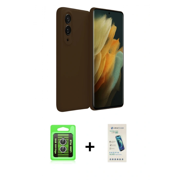 MARSİLYAN™- Galaxy S25 Edge Kılıf Kozmos Yansıma Özel Seri - Şeffaf Pasifik Cam Ekran Koruyucu + Raze Metal Kamera Lens - GS