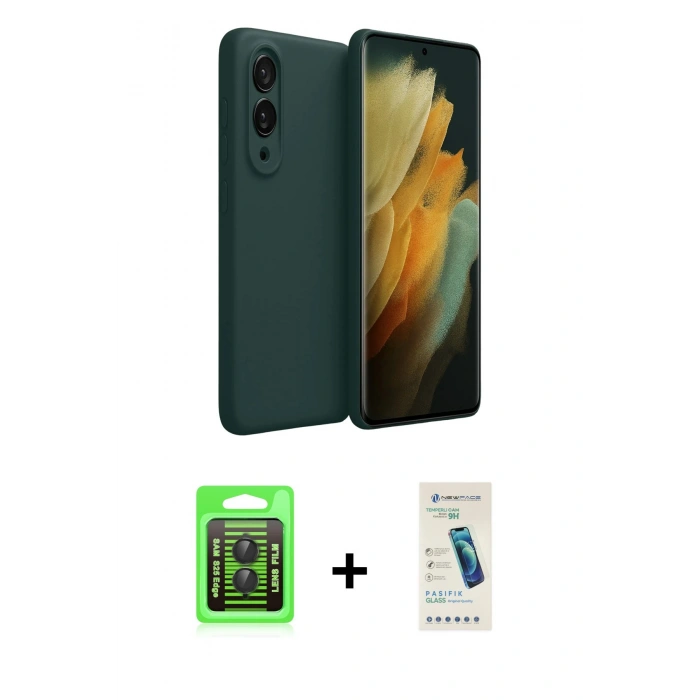 MARSİLYAN™- Galaxy S25 Edge Kılıf Kozmos Yansıma Özel Seri - Şeffaf Pasifik Cam Ekran Koruyucu + Raze Metal Kamera Lens - SH