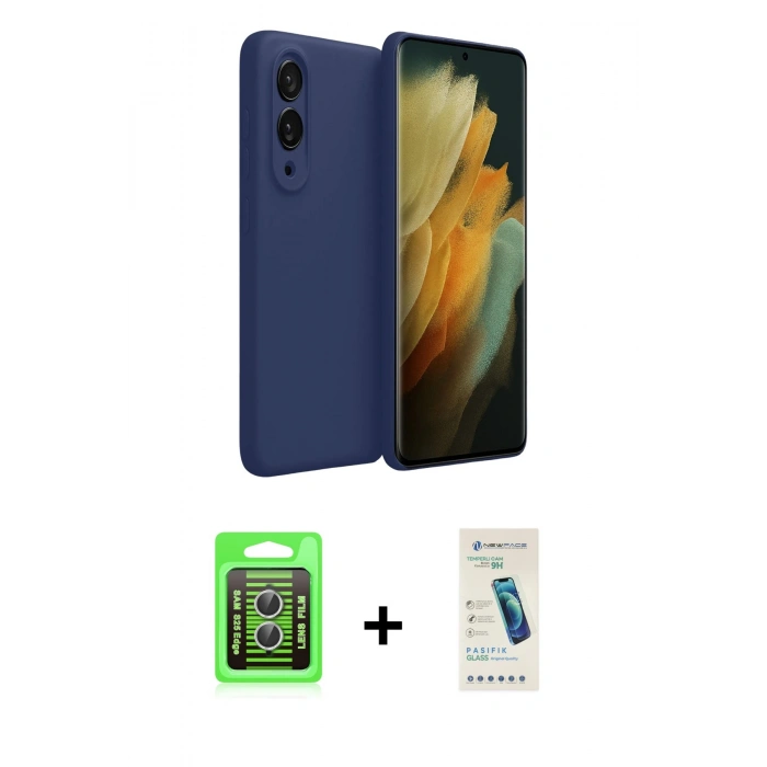 MARSİLYAN™- Galaxy S25 Edge Kılıf Kozmos Yansıma Özel Seri - Şeffaf Pasifik Cam Ekran Koruyucu + Raze Metal Kamera Lens - GS