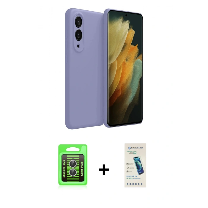 MARSİLYAN™- Galaxy S25 Edge Kılıf Kozmos Yansıma Özel Seri - Şeffaf Pasifik Cam Ekran Koruyucu + Raze Metal Kamera Lens - GS