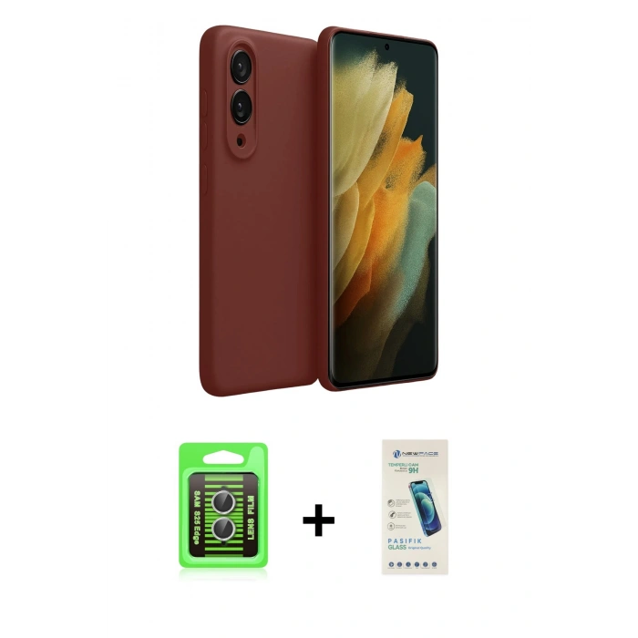 MARSİLYAN™- Galaxy S25 Edge Kılıf Kozmos Yansıma Özel Seri - Şeffaf Pasifik Cam Ekran Koruyucu + Raze Metal Kamera Lens - GS