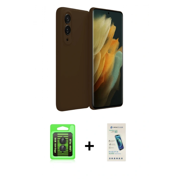 MARSİLYAN™- Galaxy S25 Edge Kılıf Kozmos Yansıma Özel Seri - Şeffaf Pasifik Cam Ekran Koruyucu + Raze Metal Kamera Lens - SH