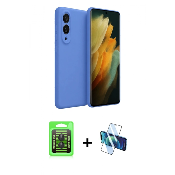 MARSİLYAN™- Galaxy S25 Edge Kılıf Kozmos Yansıma Özel Seri - Siyah 3D Antistatik Seramik Nano Ekran Koruyucu + Raze Metal Kamera Lens - SH