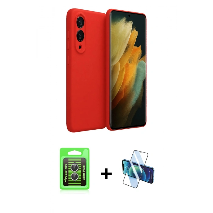 MARSİLYAN™- Galaxy S25 Edge Kılıf Kozmos Yansıma Özel Seri - Siyah 3D Antistatik Seramik Nano Ekran Koruyucu + Raze Metal Kamera Lens - GS