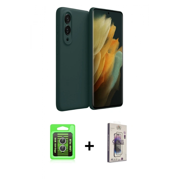 MARSİLYAN™- Galaxy S25 Edge Kılıf Kozmos Yansıma Özel Seri - Siyah Bilvis 3D Cam Ekran Koruyucu + Raze Metal Kamera Lens - GS