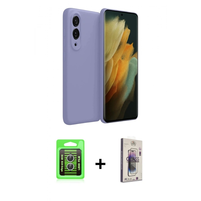 MARSİLYAN™- Galaxy S25 Edge Kılıf Kozmos Yansıma Özel Seri - Siyah Bilvis 3D Cam Ekran Koruyucu + Raze Metal Kamera Lens - GS