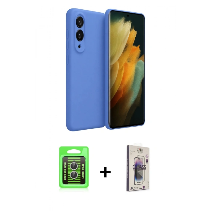 MARSİLYAN™- Galaxy S25 Edge Kılıf Kozmos Yansıma Özel Seri - Siyah Bilvis 3D Cam Ekran Koruyucu + Raze Metal Kamera Lens - GS