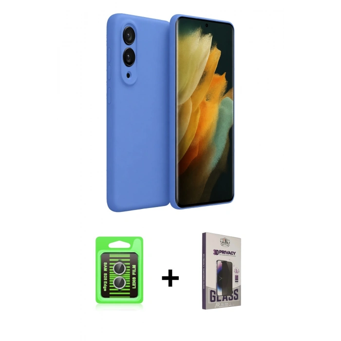 MARSİLYAN™- Galaxy S25 Edge Kılıf Kozmos Yansıma Özel Seri - Siyah Bilvis Hayalet Cam Ekran Koruyucu + Raze Metal Kamera Lens - GS