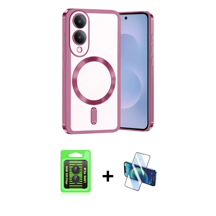 MARSİLYAN™- Galaxy S25 Edge Kılıf Nova Işık Özel Seri - Siyah 3D Antistatik Cam Ekran Koruyucu + Raze Metal Kamera Lens - SH