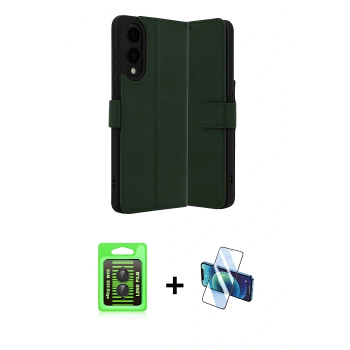MARSİLYAN™- Galaxy S25 Edge Kılıf Siluet Işık Serisi - Siyah 3D Antistatik Cam Ekran Koruyucu + Raze Metal Kamera Lens - SH