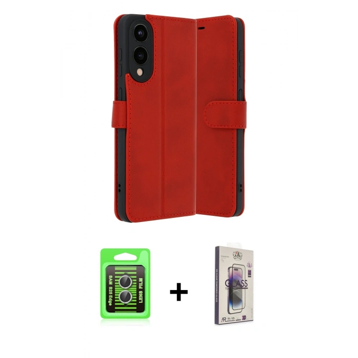 MARSİLYAN™- Galaxy S25 Edge Kılıf Siluet Işık Serisi - Siyah Bilvis 3D Cam Ekran Koruyucu + Raze Metal Kamera Lens - GS