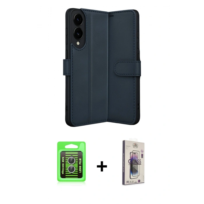 MARSİLYAN™- Galaxy S25 Edge Kılıf Siluet Işık Serisi - Siyah Bilvis 3D Cam Ekran Koruyucu + Raze Metal Kamera Lens - GS