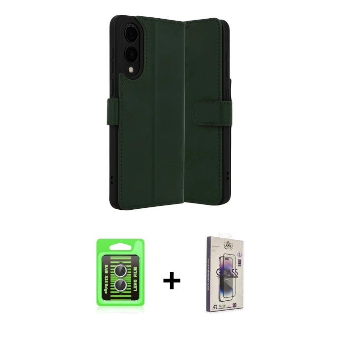 MARSİLYAN™- Galaxy S25 Edge Kılıf Siluet Işık Serisi - Siyah Bilvis 3D Cam Ekran Koruyucu + Raze Metal Kamera Lens - GS