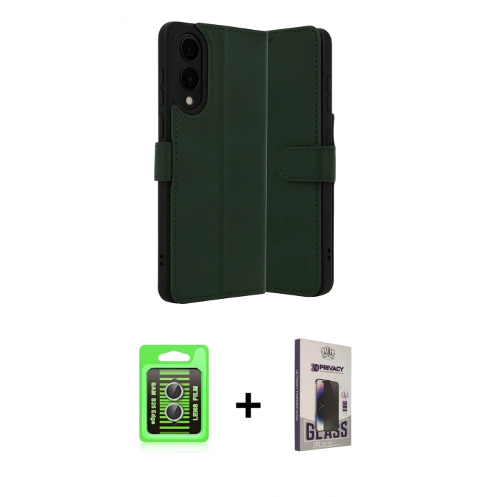MARSİLYAN™- Galaxy S25 Edge Kılıf Siluet Işık Serisi - Siyah Bilvis Hayalet Cam Ekran Koruyucu + Raze Metal Kamera Lens - GS