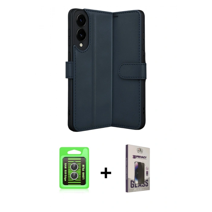 MARSİLYAN™- Galaxy S25 Edge Kılıf Siluet Işık Serisi - Siyah Bilvis Hayalet Cam Ekran Koruyucu + Raze Metal Kamera Lens - GS