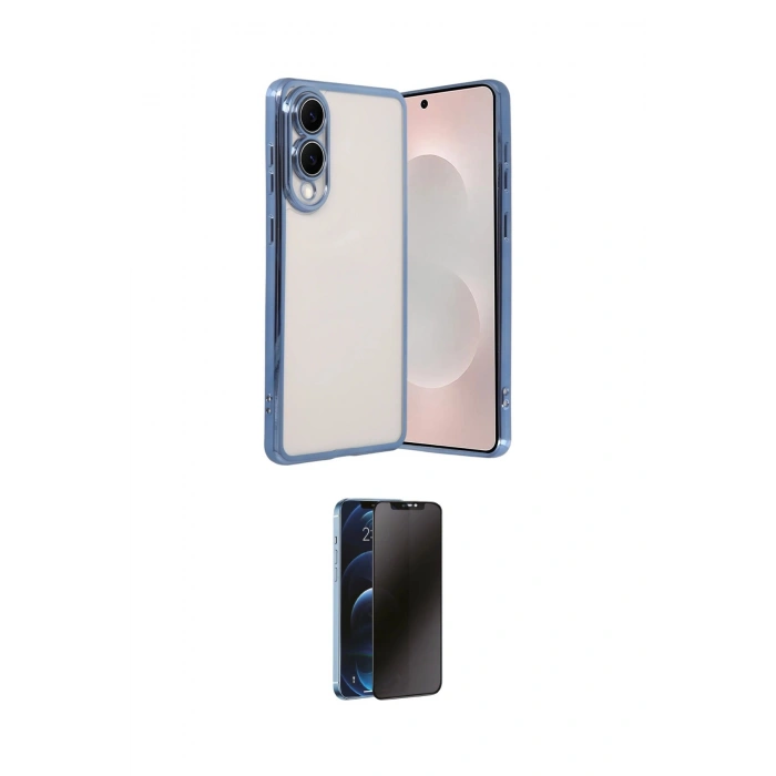 MARSİLYAN™- Galaxy S25 Edge Kılıf Vadi Minimal - Siyah 3D Antistatik Hayalet Cam Ekran Koruyucu