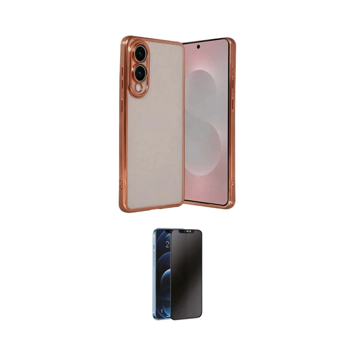 MARSİLYAN™- Galaxy S25 Edge Kılıf Vadi Minimal - Siyah 3D Antistatik Hayalet Cam Ekran Koruyucu