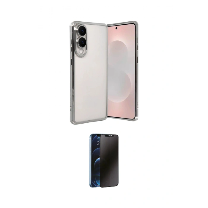 MARSİLYAN™- Galaxy S25 Edge Kılıf Vadi Minimal - Siyah 3D Antistatik Hayalet Cam Ekran Koruyucu