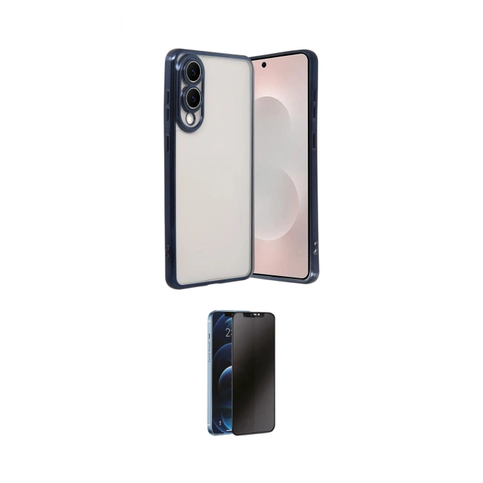 MARSİLYAN™- Galaxy S25 Edge Kılıf Vadi Minimal - Siyah 3D Antistatik Hayalet Cam Ekran Koruyucu