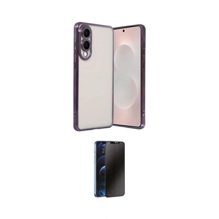 MARSİLYAN™- Galaxy S25 Edge Kılıf Vadi Minimal - Siyah 3D Antistatik Hayalet Cam Ekran Koruyucu
