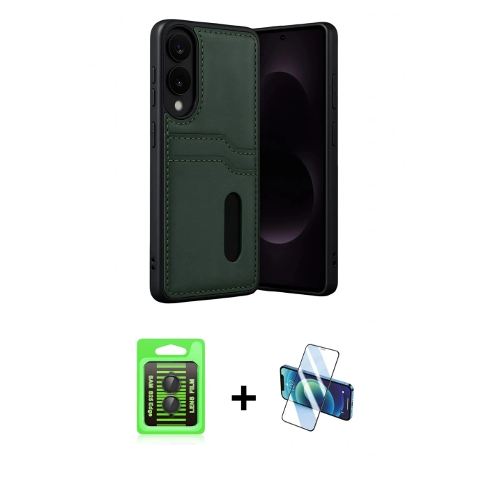 MARSİLYAN™- Galaxy S25 Edge Kılıf Yörünge Işık Serisi - Siyah 3D Antistatik Seramik Nano Ekran Koruyucu + Raze Metal Kamera Lens - SH
