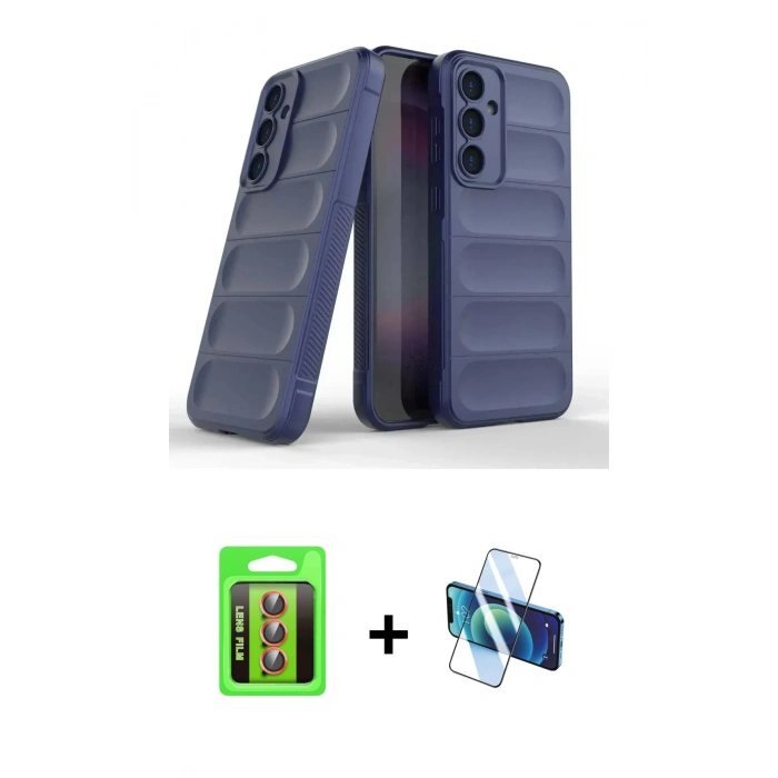 MARSİLYAN™- Galaxy S25 FE Kılıf Atlas Koleksiyonu - Siyah 3D Antistatik Seramik Nano Ekran Koruyucu + Raze Metal Kamera Lens - KI