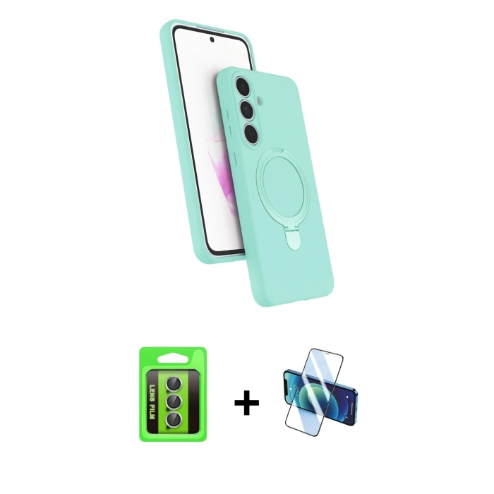 MARSİLYAN™- Galaxy S25 FE Kılıf İz Işık Koleksiyonu - Siyah 3D Antistatik Seramik Nano Ekran Koruyucu + Raze Metal Kamera Lens - YL